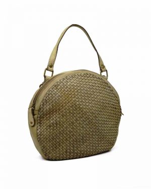 Leather Terva Bag With Bamboo Handles