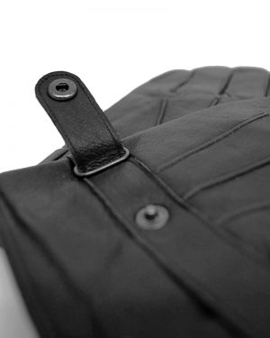 Black Leather Gloves For Men With Button