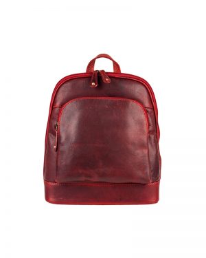Leather Womens Backpack Crimson