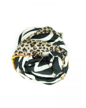 Zebra Scarf With Leopard Details