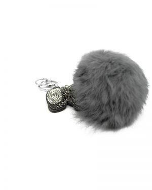 Female Leather Keychain With Fur