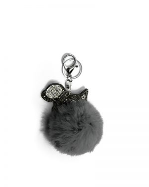 Female Leather Keychain With Fur