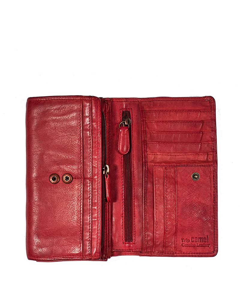 Womens Leather Wallet Handmade With Button