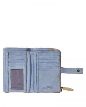 Leather Wallet Handmade Small Blue