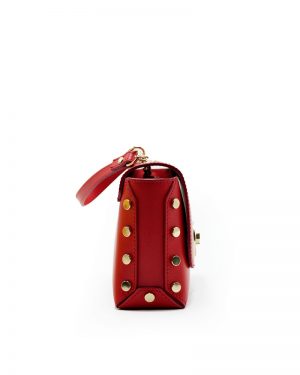 Leather Women's Red Bag with Chain