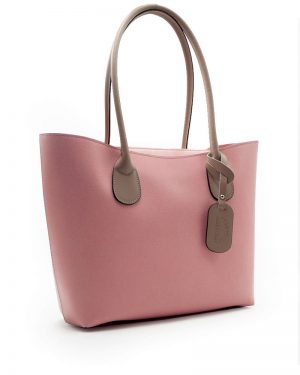 τσάντα ροζ δερμάτινη
