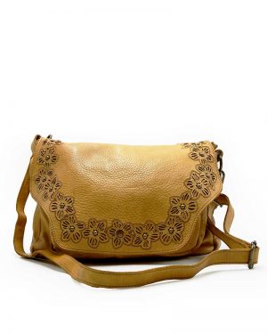Beige Handmade Knitted Leather Bag