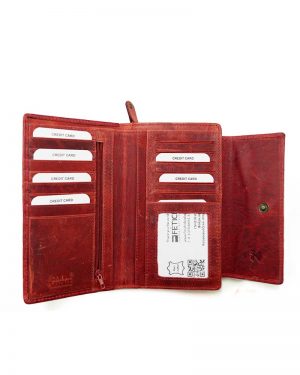 Women 039 S Leather Wallet Red Floral Embossed