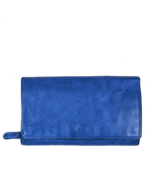 Leather Wallet Handmade Blue