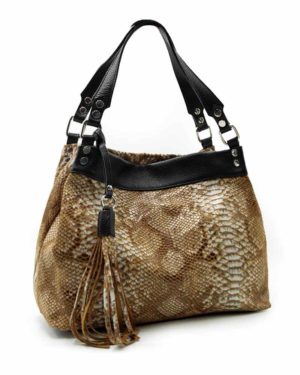 Beige Handmade Knitted Leather Bag