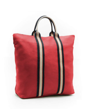 δερμάτινη-γυναικεία-τσάντα-με-ρίγες-κόκκινη-300x375